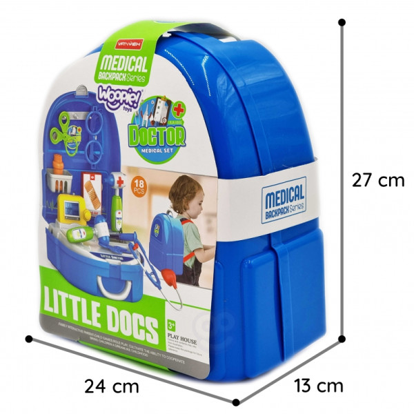WOOPIE Little Doctor rinkinys kuprinėje 18 vnt. WOOPIE Little Doctor rinkinys kuprinėje 18 vnt.