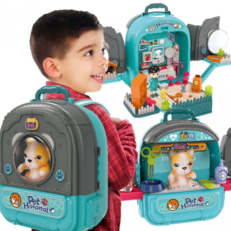 WOOPIE Little Vet Set 3in1 namas kuprinėje šunyje
