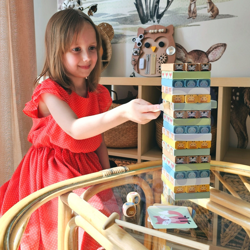 TOOKY TOY Игра на ловкость "Наклоняющаяся башня" Животные 82 шт.