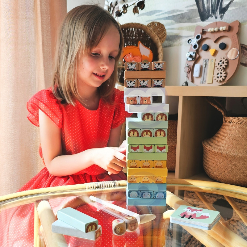TOOKY TOY Игра на ловкость "Наклоняющаяся башня" Животные 82 шт.