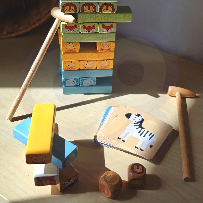 TOOKY TOY Игра на ловкость "Наклоняющаяся башня" Животные 82 шт.