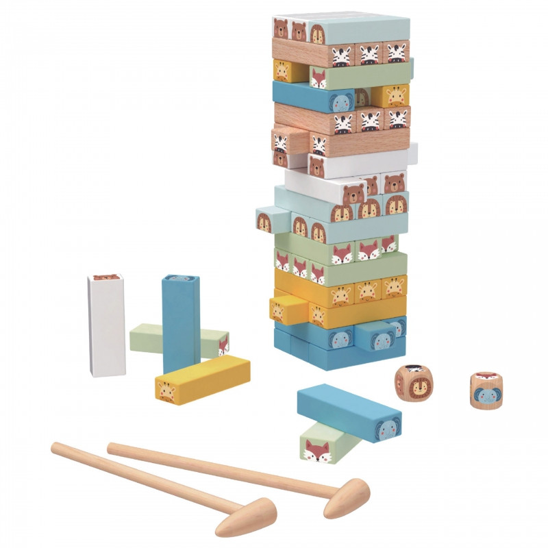 TOOKY TOY Игра на ловкость "Наклоняющаяся башня" Животные 82 шт.