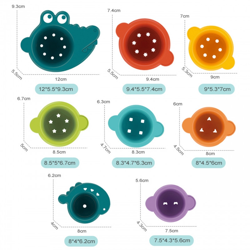 WOOPIE BABY Vonios žaislas Perpildymo puodeliai Krokodilas