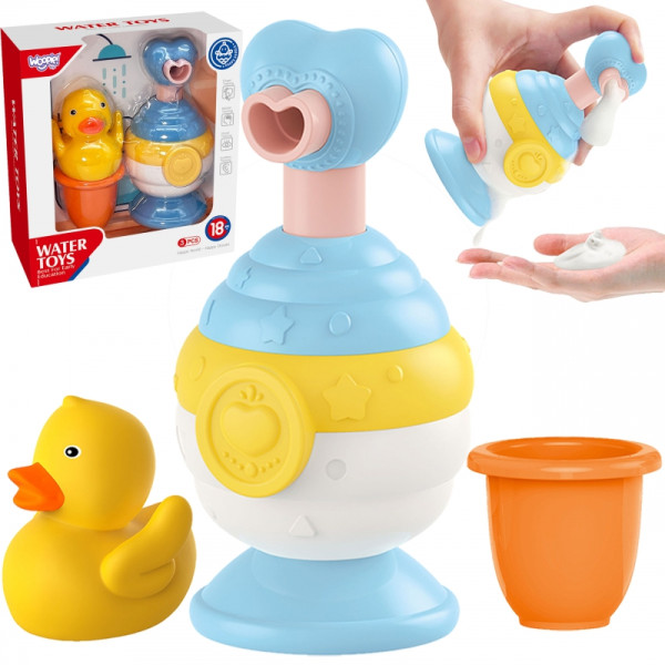 WOOPIE BABY vonios žaislų puodelis + antis + muilo dozatoriaus rinkinys WOOPIE BABY vonios žaislų puodelis + antis + muilo dozatoriaus rinkinys