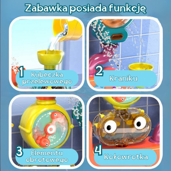 WOOPIE BABY Zabawka do Kąpieli Kranik Prysznic Fontanna Przelewowa Kaczuszka