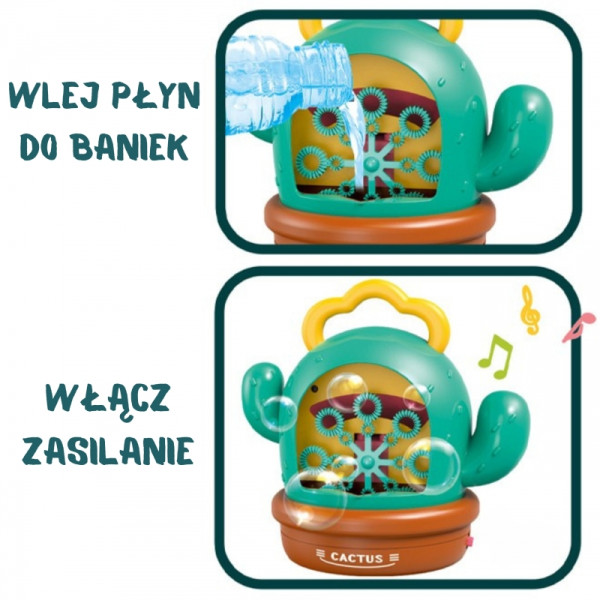 WOOPIE interaktyvus kaktusų muilo burbulų aparatas WOOPIE interaktyvus kaktusų muilo burbulų aparatas