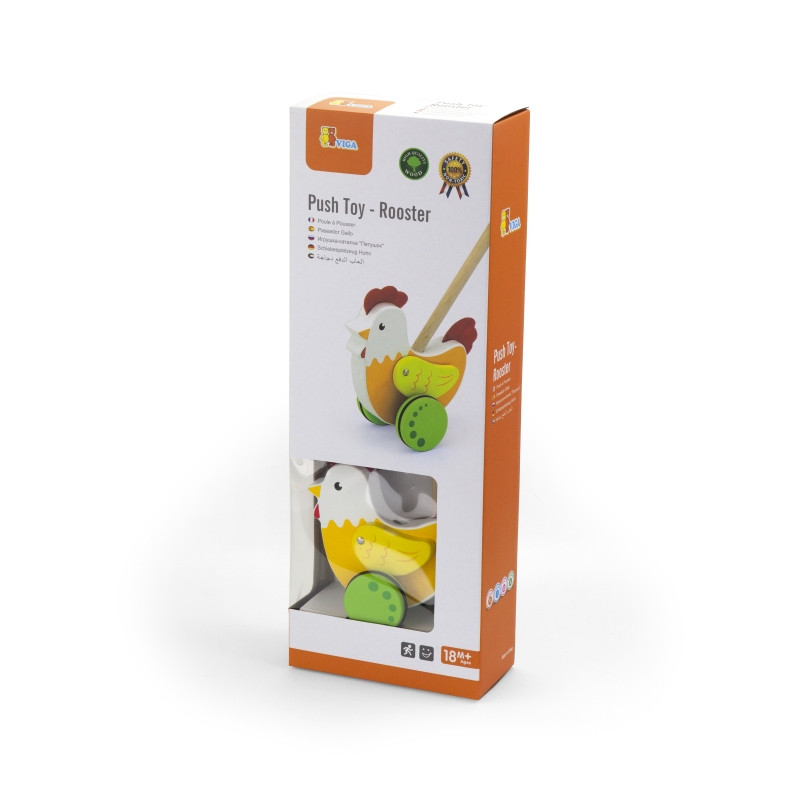 Деревянная обучающая курица-толкательница VIGA