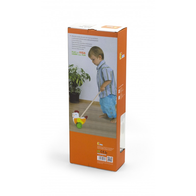 Деревянная обучающая курица-толкательница VIGA