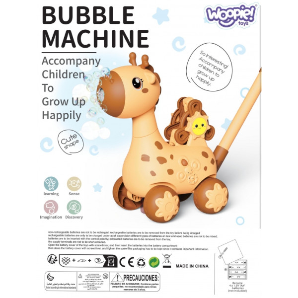WOOPIE Pusher Giraffe 2in1 muilo burbulų mašina vaikams