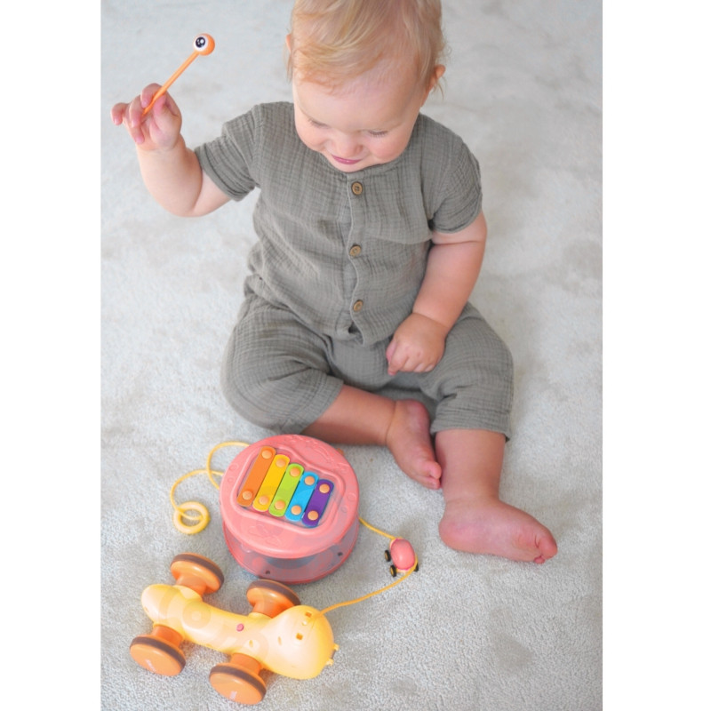 WOOPIE 4-in-1 Pull-Along Snail, Cymbals, Sensory Gears, Launcher + Small Car
