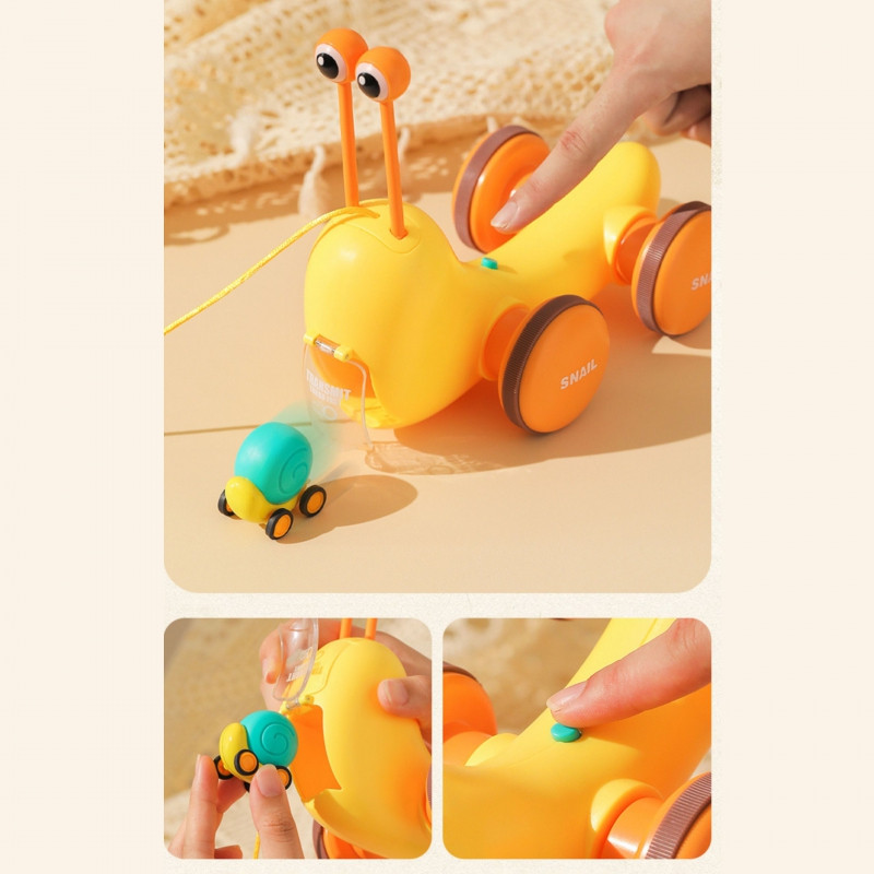 WOOPIE 4-in-1 Pull-Along Snail, Cymbals, Sensory Gears, Launcher + Small Car