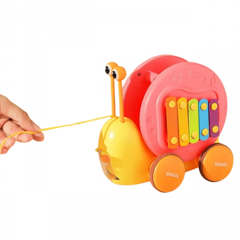 WOOPIE 4-in-1 Pull-Along Snail, Cymbals, Sensory Gears, Launcher + Small Car