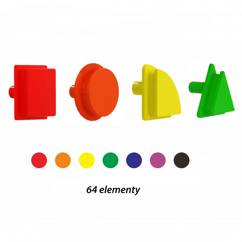 MASTERKIDZ geometrinių figūrų kaiščių rinkinys 64vnt STEM lentoms