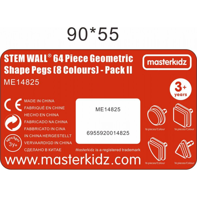MASTERKIDZ Set of 64 Geometric Shaped Pegs for STEM Boards