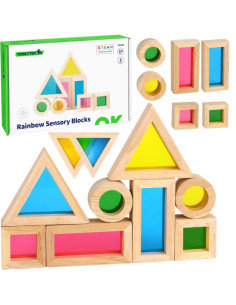 TOOKY TOY Medinių spalvingų kaladėlių veidrodžių rinkinys 8 vnt. FSC