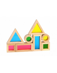 TOOKY TOY Medinių spalvingų kaladėlių veidrodžių rinkinys 8 vnt. FSC 2