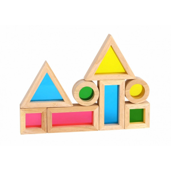 TOOKY TOY Wooden Colorful Mirror Blocks Set of 8 pieces FSC