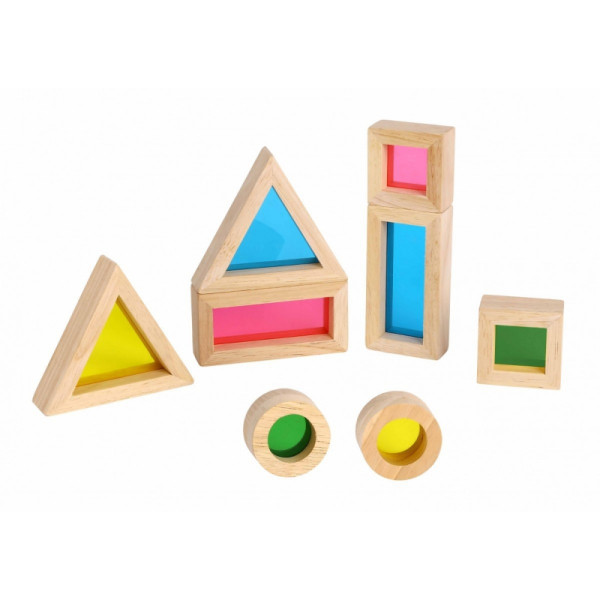 TOOKY TOY Wooden Colorful Mirror Blocks Set of 8 pieces FSC