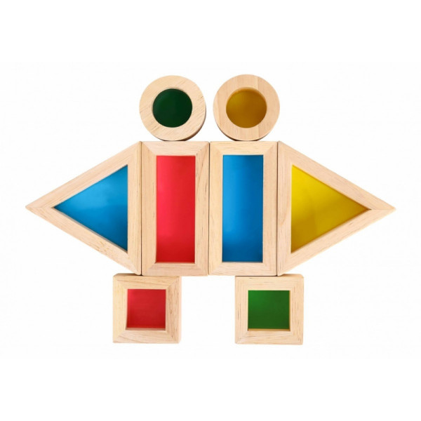 TOOKY TOY Wooden Colorful Mirror Blocks Set of 8 pieces FSC