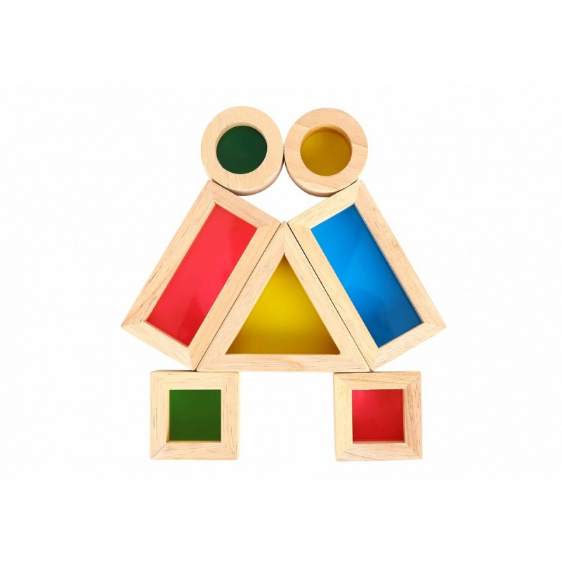 TOOKY TOY Wooden Colorful Mirror Blocks Set of 8 pieces FSC