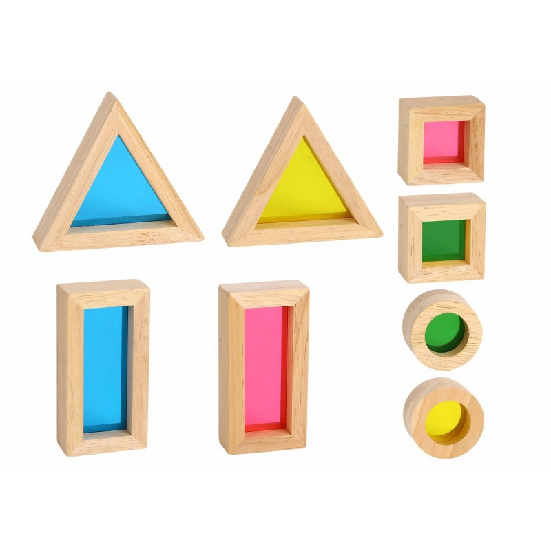 TOOKY TOY Wooden Colorful Mirror Blocks Set of 8 pieces FSC