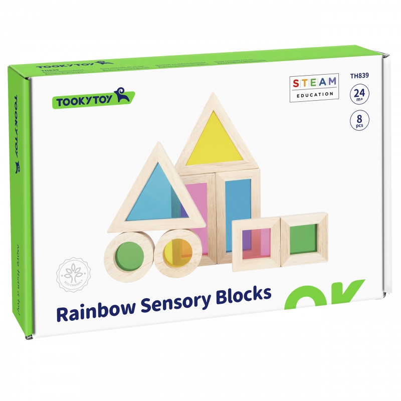 TOOKY TOY Wooden Colorful Mirror Blocks Set of 8 pieces FSC