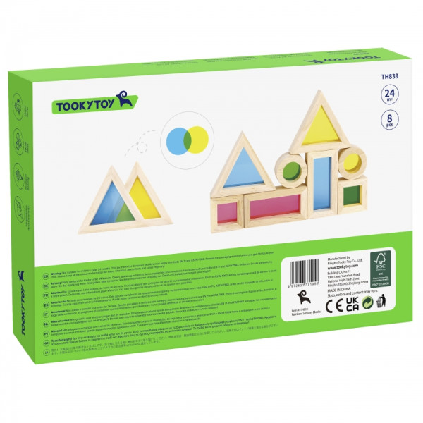 TOOKY TOY Wooden Colorful Mirror Blocks Set of 8 pieces FSC