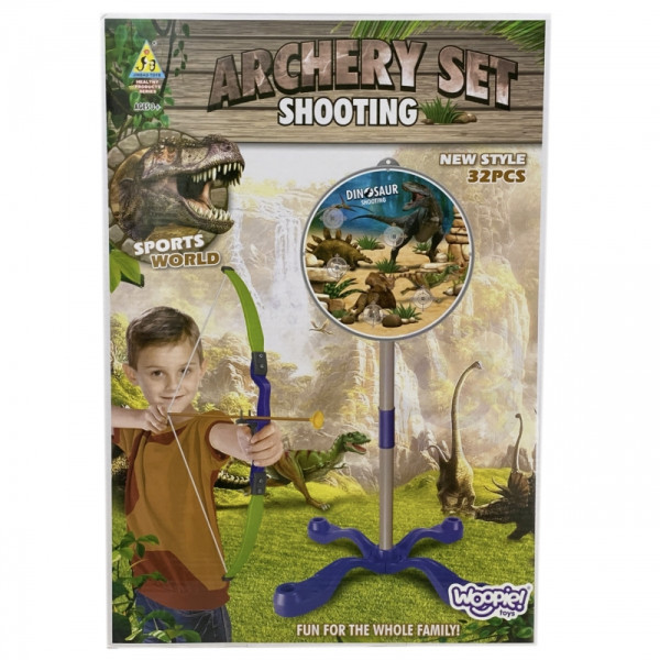 WOOPIE Little Archer Set Dinozaurų lanko strėlių skydas 32 vnt. WOOPIE Little Archer Set Dinozaurų lanko strėlių skydas 32 vnt.
