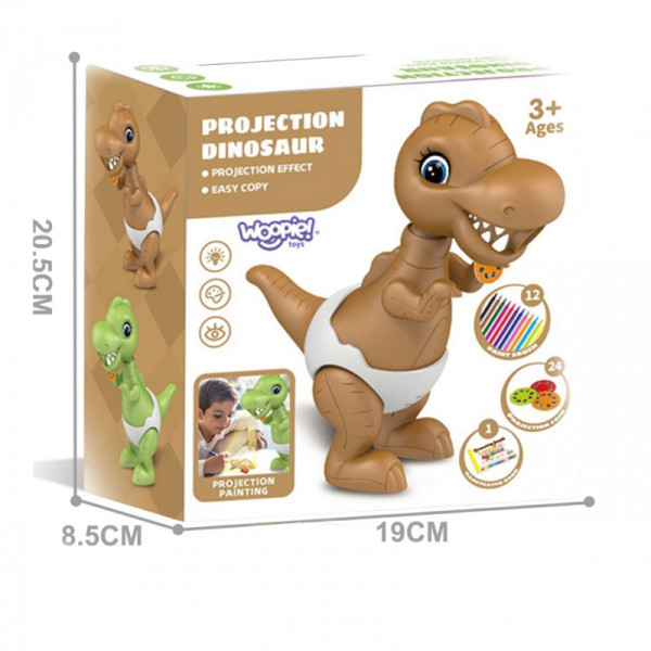 WOOPIE dinozaurų piešimo projektorius + žymekliai