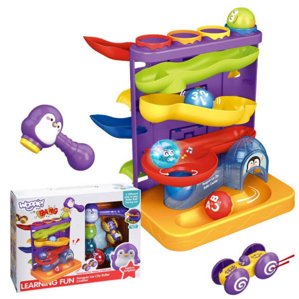 WOOPIE BABY Ball Track Kulodrom 3in1 Hammer Hammer Slide žaisliniams automobiliams WOOPIE BABY Ball Track Kulodrom 3in1 Hammer Hammer Slide žaisliniams automobiliams