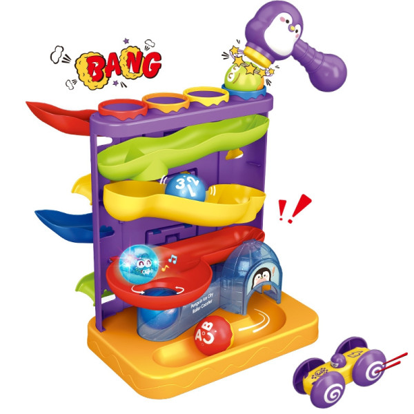 WOOPIE BABY Ball Track Kulodrom 3in1 Hammer Hammer Slide žaisliniams automobiliams WOOPIE BABY Ball Track Kulodrom 3in1 Hammer Hammer Slide žaisliniams automobiliams