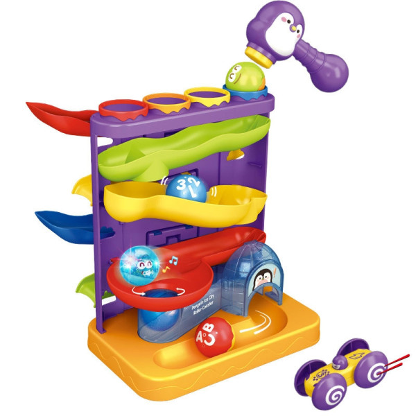 WOOPIE BABY Ball Track Kulodrom 3in1 Hammer Hammer Slide žaisliniams automobiliams WOOPIE BABY Ball Track Kulodrom 3in1 Hammer Hammer Slide žaisliniams automobiliams