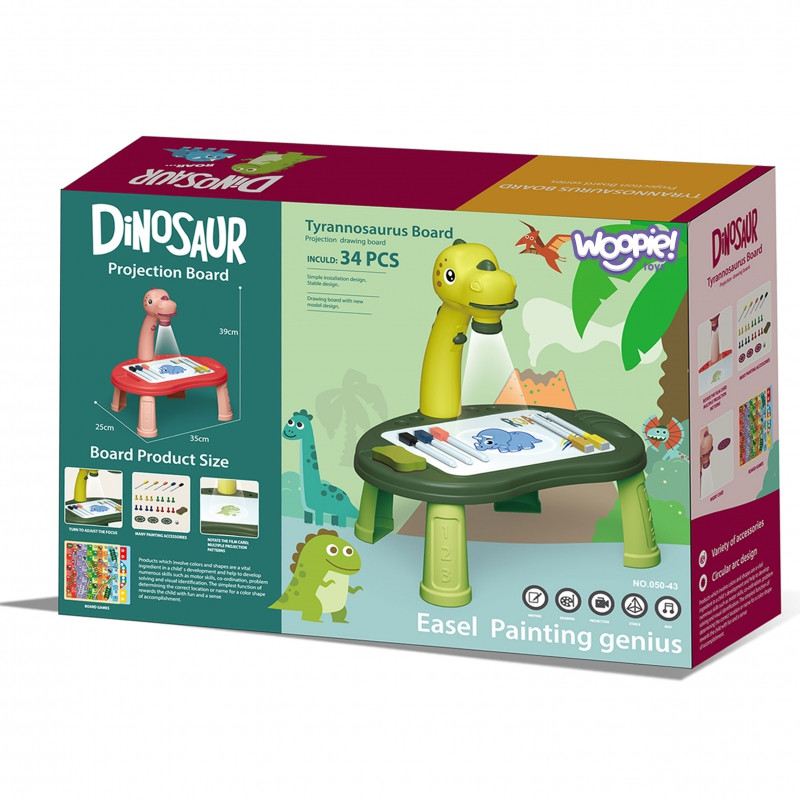 WOOPIE piešimo lentos projektorius dinozauras 24 modeliai + 2 žaidimai