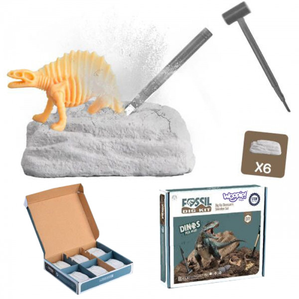 WOOPIE dinozaurų kasinėjimas 6 atsitiktinės dinozaurų skeleto figūrėlės WOOPIE dinozaurų kasinėjimas 6 atsitiktinės dinozaurų skeleto figūrėlės