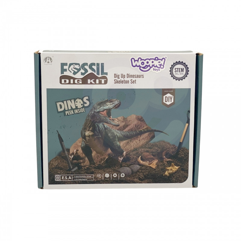 WOOPIE dinozaurų kasinėjimas 6 atsitiktinės dinozaurų skeleto figūrėlės