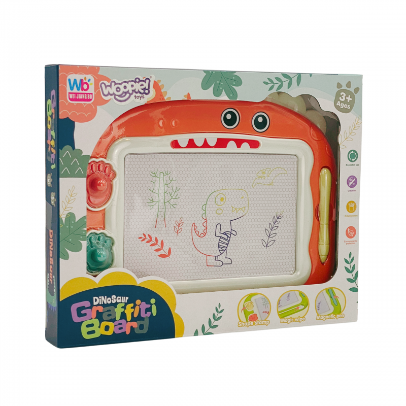 Магнитная цветная маркерная доска WOOPIE + 2 штампа с динозаврами