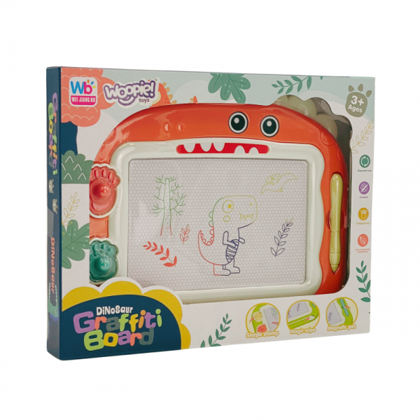 Магнитная цветная маркерная доска WOOPIE + 2 штампа с динозаврами