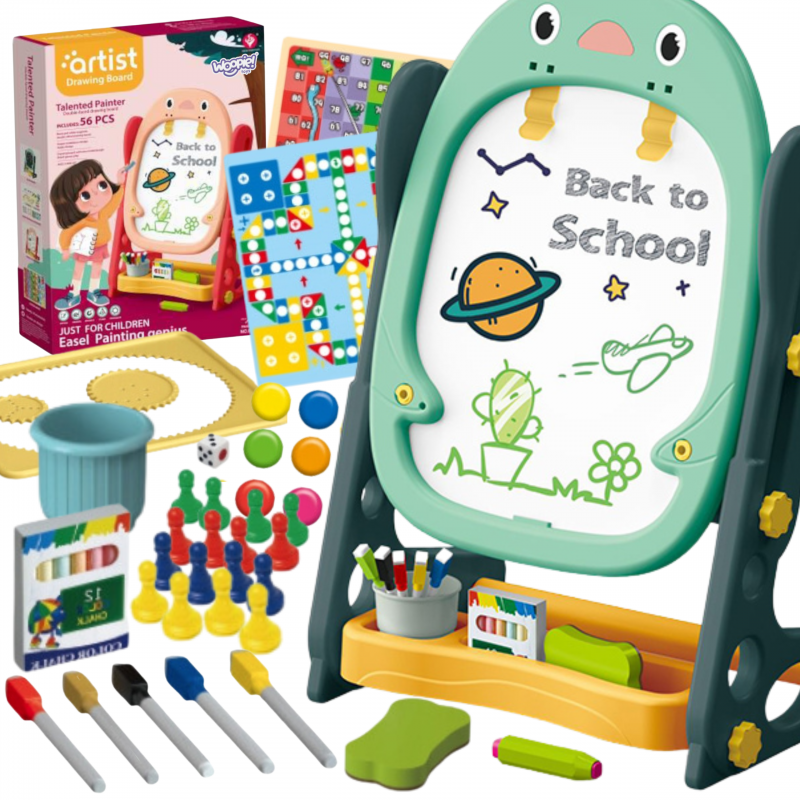 WOOPIE dvipusė magnetinė lenta skaičiams ir raidėms piešti ir mokytis 56 vnt.