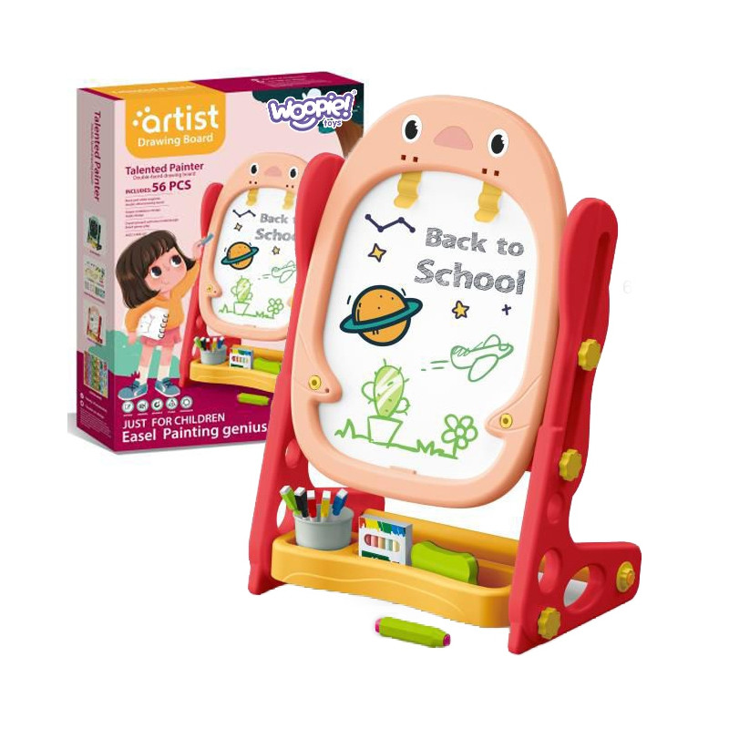 WOOPIE dvipusė magnetinė lenta skaičiams ir raidėms piešti ir mokytis 56 vnt.