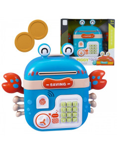 Электронная копилка-сейф-банкомат WOOPIE с PIN-кодом, рюкзак-краб, синий