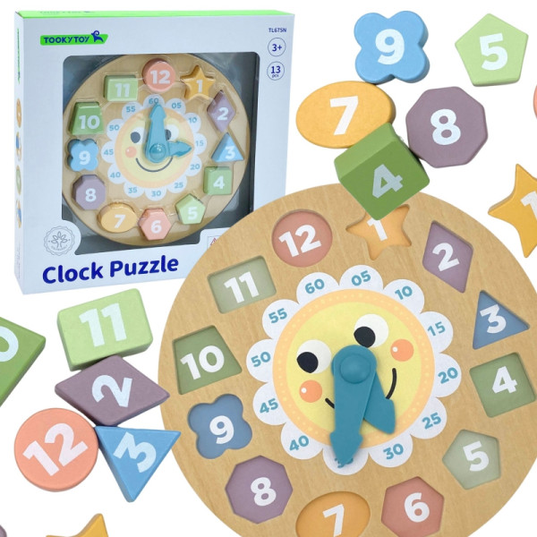 TOOKY TOY Laikrodis Medinis mokomasis žaislas Mokymasis formuoja laiką TOOKY TOY Laikrodis Medinis mokomasis žaislas Mokymasis formuoja laiką