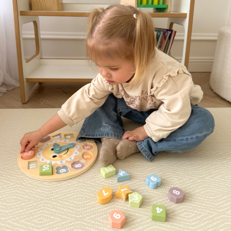 TOOKY TOY Laikrodis Medinis mokomasis žaislas Mokymasis formuoja laiką