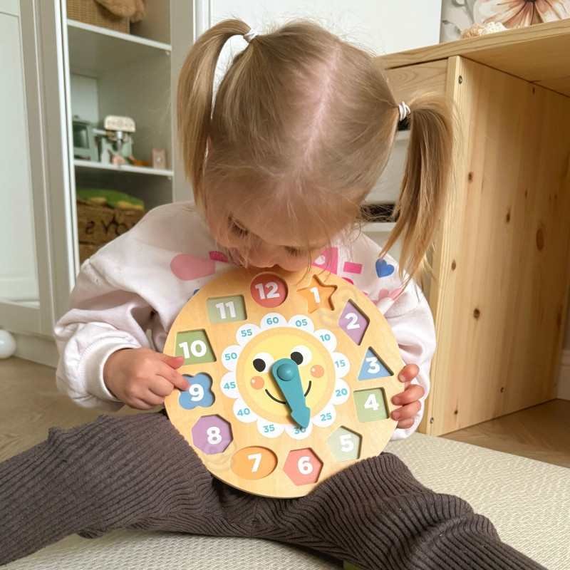 TOOKY TOY Laikrodis Medinis mokomasis žaislas Mokymasis formuoja laiką