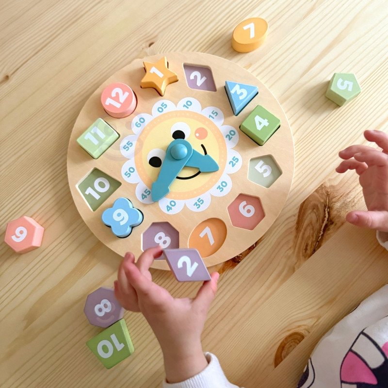 TOOKY TOY Laikrodis Medinis mokomasis žaislas Mokymasis formuoja laiką