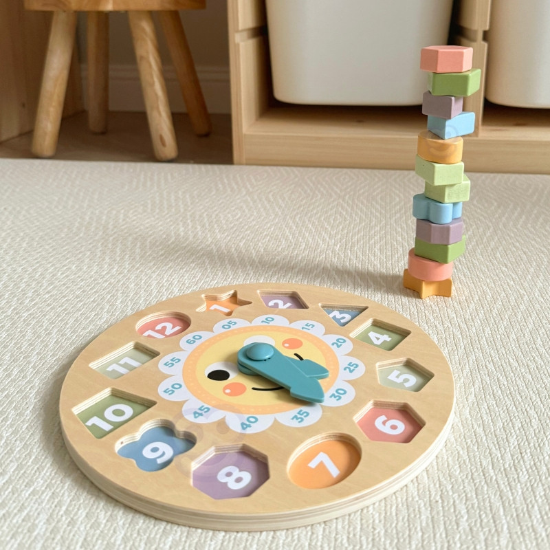 TOOKY TOY Laikrodis Medinis mokomasis žaislas Mokymasis formuoja laiką