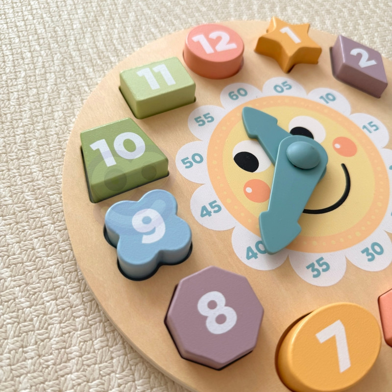 TOOKY TOY Laikrodis Medinis mokomasis žaislas Mokymasis formuoja laiką