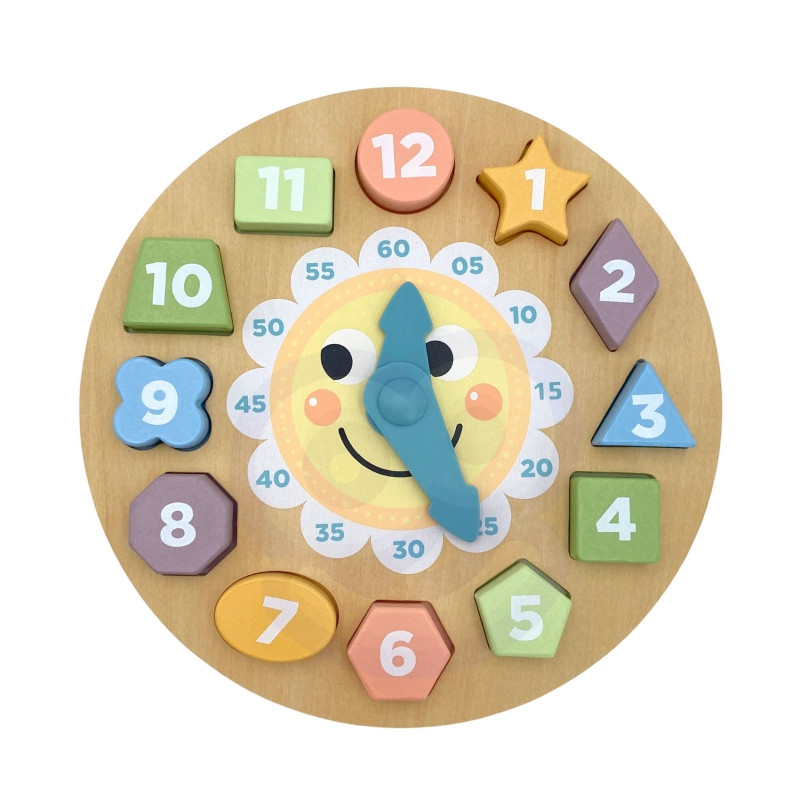 TOOKY TOY Laikrodis Medinis mokomasis žaislas Mokymasis formuoja laiką