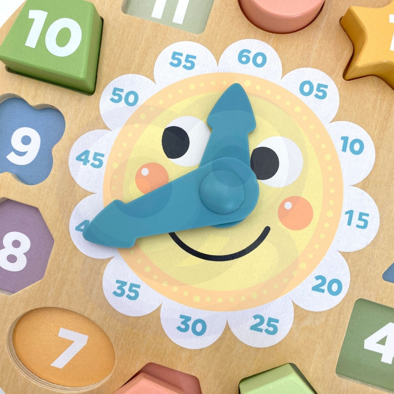 TOOKY TOY Laikrodis Medinis mokomasis žaislas Mokymasis formuoja laiką