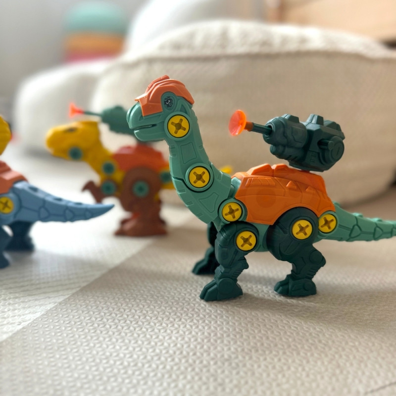 WOOPIE Dinosaurs to Screw 3-Piece Construction Set in a Box + Drill and Screwdriver