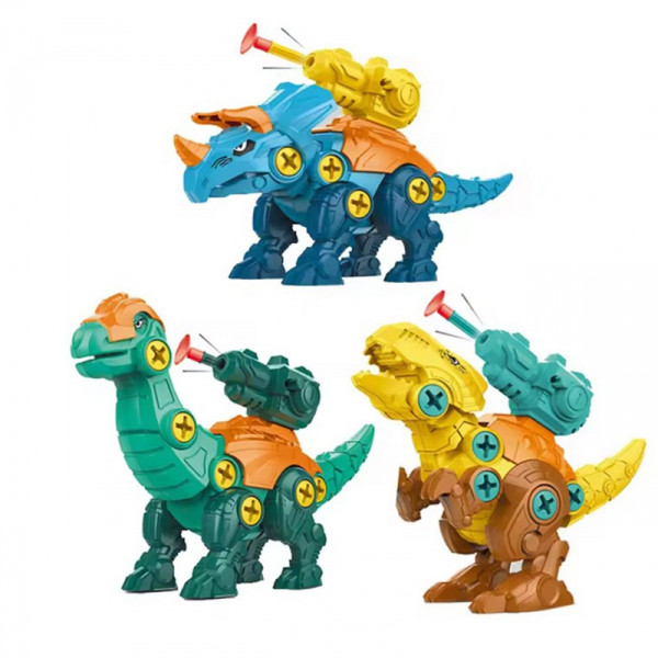 WOOPIE Sukimo dinozaurų rinkinys 3 vnt. Statybinis rinkinys dėžutėje + gręžtuvas ir atsuktuvas WOOPIE Sukimo dinozaurų rinkinys 3 vnt. Statybinis rinkinys dėžutėje + gręžtuvas ir atsuktuvas